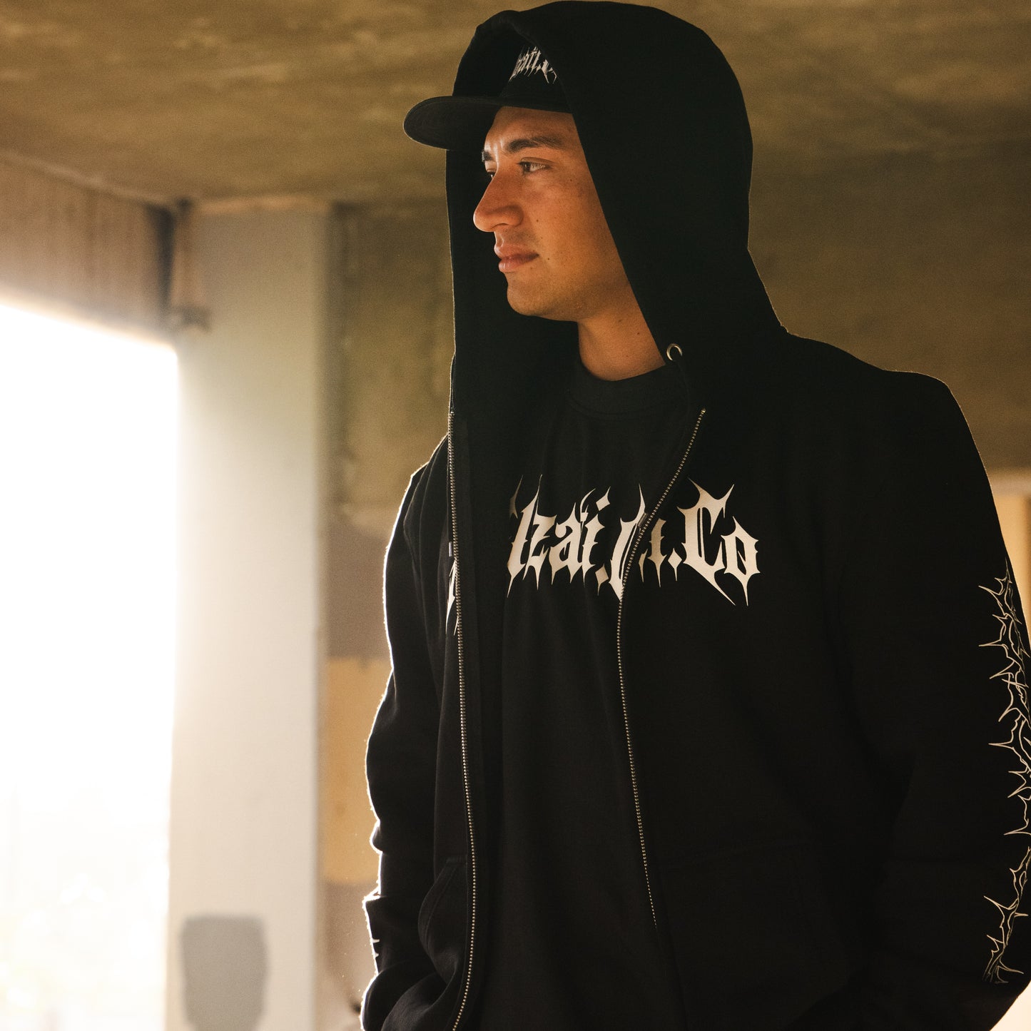 Zip Hoodie - Black Crest